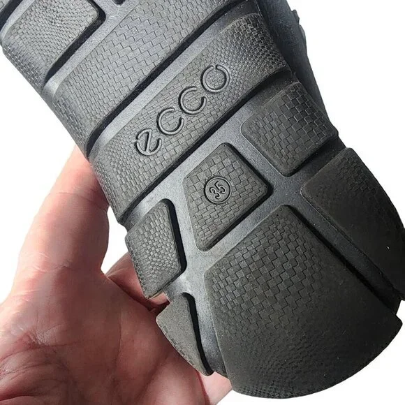 ECCO Sandals Genuine Leather Adjustable Comfortable Black Big Kids 3.5 US - Picture 9 of 11